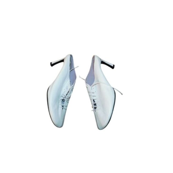 Reike Nen Size 39 / 8.5 US White Leather Lace Up Designer Mule Heels NWT $204 - Picture 3 of 5